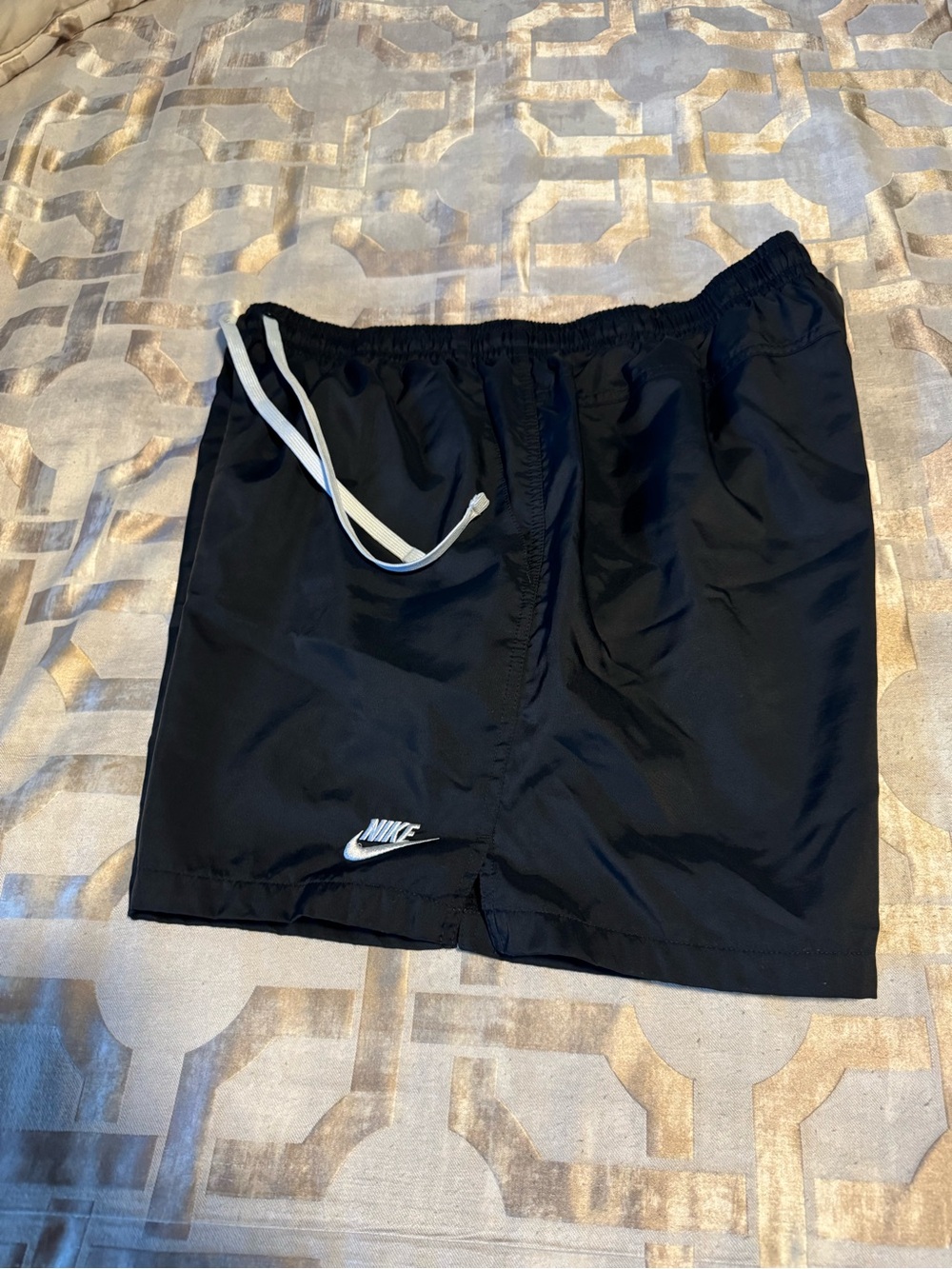 Nike Black Men's Athletic Shorts with White Drawstring